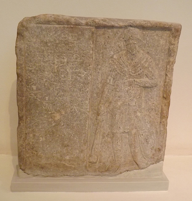 Grave Stele of Marcus Aurelius Alexys Found in Sparta in the National Archaeological Museum in Athens, May 2014