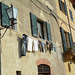 Italy, Pienza, Lantern, Windows, Balcony and Drying Laundry