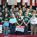 Students brought in to hold signs looked worried