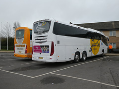 Coopers Tours R777 JCS and Johnson Brothers YM19 JJU at Peterborough Service Area - 14 Dec 2019 (P1060351)