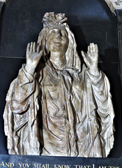 chelsea old church, london (11) c17 tomb of sara colvile +1632, showing her rising from the dead in her shroud