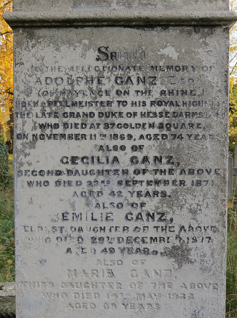 brompton cemetery ,london,adolphe ganz, +1869, hofkapellmeister to the duke of hesse darmstadt