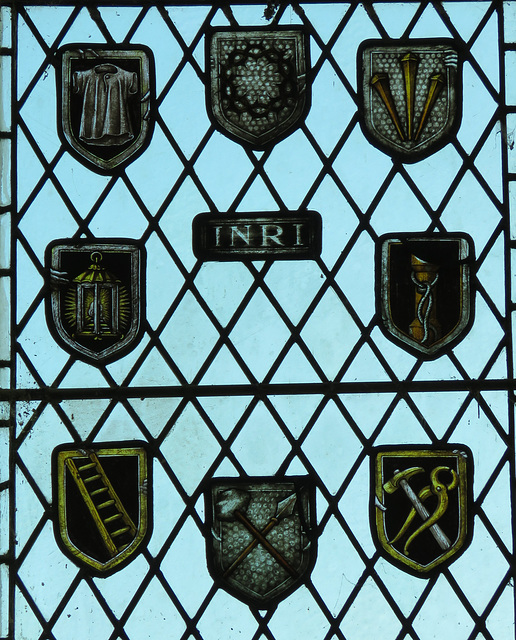 hythe church, kent,  c19 passion symbols in glass (19)