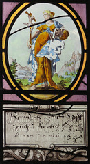 chelsea old church, london (6) c17 swiss glass of 1644 showing a figure of faith