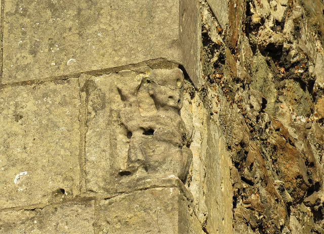 hythe church, kent, atlas figures on chancel buttress  (13)