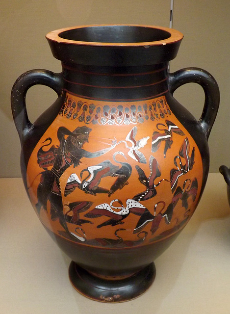 Black-Figure Amphora Attributed to Group E with Herakles and the Stymphalian Birds in the British Museum, April 2013