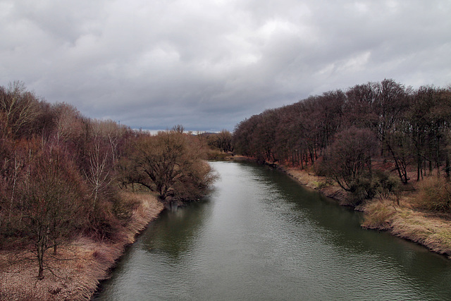 Lippe von der Brücke Zwolle-Allee aus (Lünen) / 4.03.2023