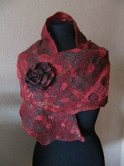 red nuno felted scarf