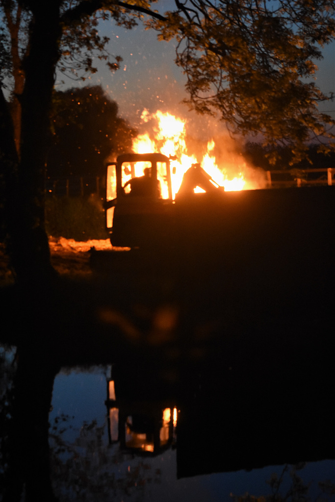 Mini digger and fire