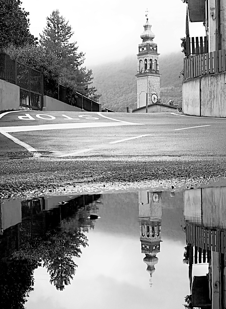 Solagna - Il riflesso del campanile del mio piccolo paese.