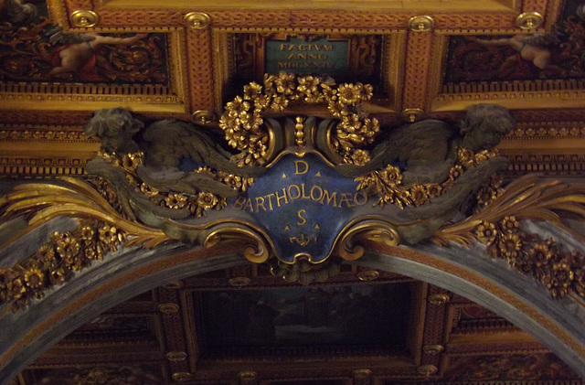 Detail of the Ceiling inside the Church of San Bartolomeo on Tiber Island in Rome, June 2012