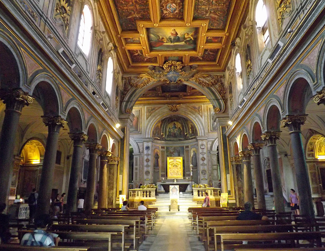 Interior of the Church of San Bartolomeo on Tiber Island in Rome, June 2012