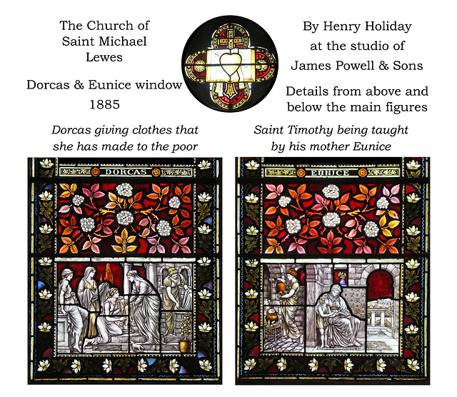 Lewes St Michael  Dorcas & Eunice details by H Holiday studio James Powell & Sons