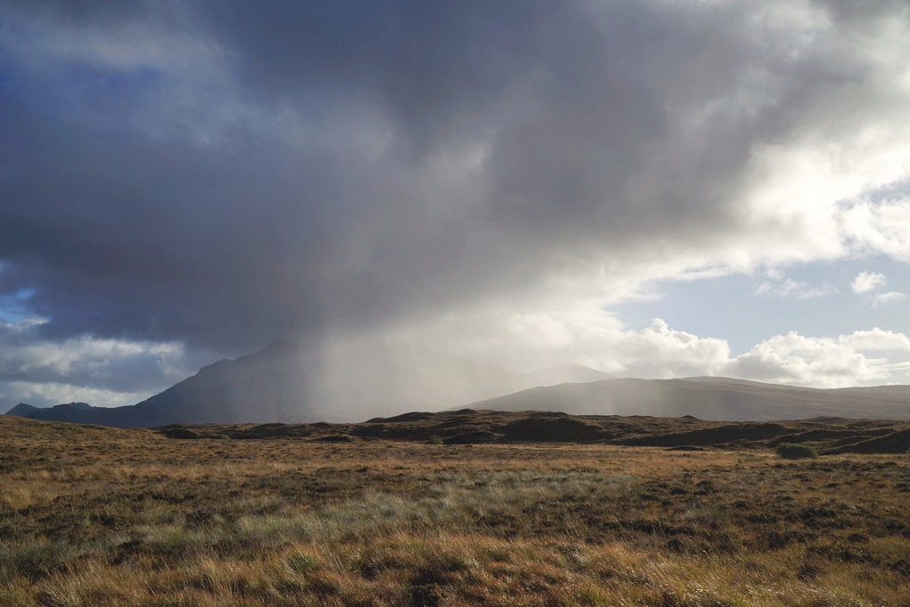 Cats and dogs at the foothills of The Quaraing, highlands of Skye