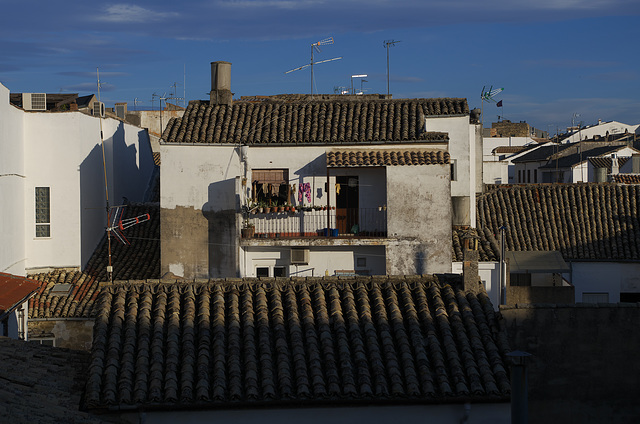 Rooftops in Baeza at sundown