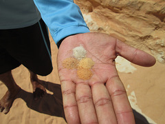 Different colours of sand.