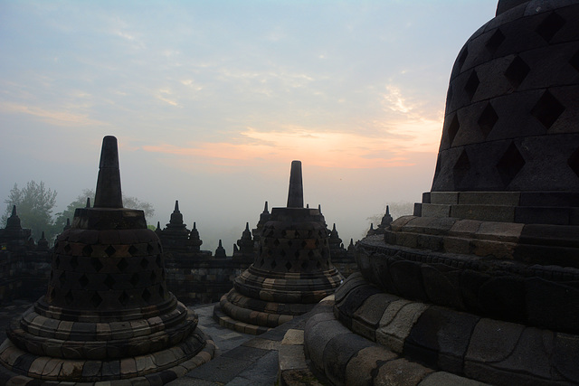 Indonesia, Java, Sunrise over Borobudur Temple