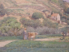 Detail of A Cowherd at Valhermeil, Auvers-sur-Oise by Pissarro in the Metropolitan Museum of Art, May 2011