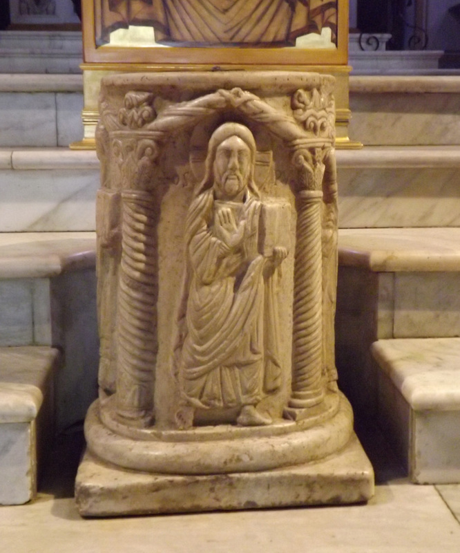 Wellhead inside the Church of San Bartolomeo on Tiber Island in Rome, June 2012