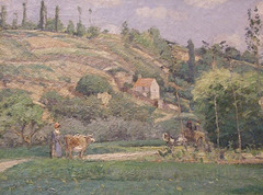 Detail of A Cowherd at Valhermeil, Auvers-sur-Oise by Pissarro in the Metropolitan Museum of Art, May 2011