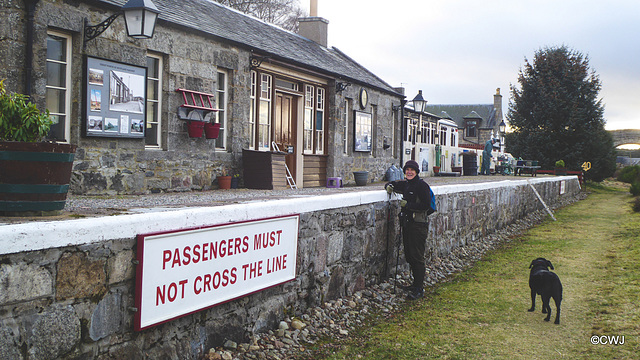 The platform at restored Cromdale Railway station.