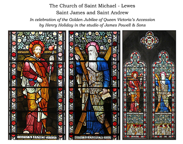 Lewes - The Church of Saint Michael -  Saint James & Saint Andrew by Henry Holiday in studio James Powell & Sons