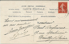Louise Grandjean  Autographed reverse 1909
