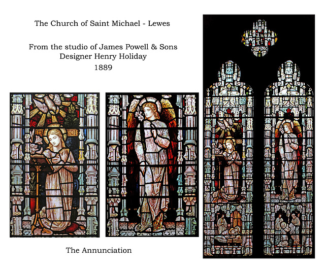 Lewes - The Church of Saint Michael -  The Annunciation by Henry Holiday studio James Powell & Sons