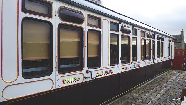 Restored rail coach at Cromdale station. Kitchen toilet and shower facilities and two bunk areas - available for rent!