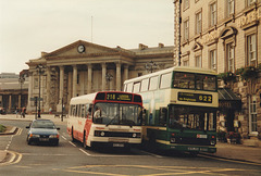 Yorkshire Buses 128 (HED 205V) and Yorkshire Rider 5178 (G178 JYG) in Huddersfield – 12 Oct 1995 (291-17)