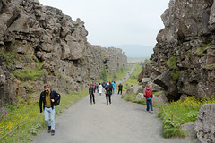 Iceland, Trail in the Rift of Mid-Atlantic Ridge in Thingvellir National Park