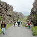 Iceland, Trail in the Rift of Mid-Atlantic Ridge in Thingvellir National Park