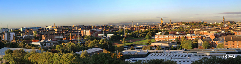 Dawn light Looking Westwards over Glasgow from Speirs Wharf