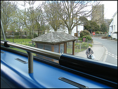 tile-roofed bus shelter