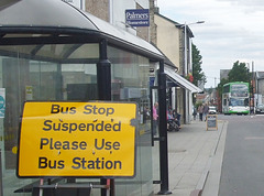 DSCF4311 Bus stop suspended in Bury St. Edmunds - 8 Aug 2018