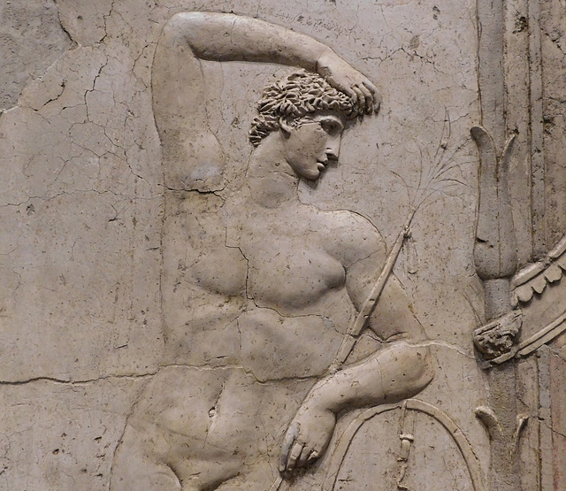 Detail of a Stucco Relief of an Athlete from the Villa San Marco in Stabiae at ISAW, May 2022