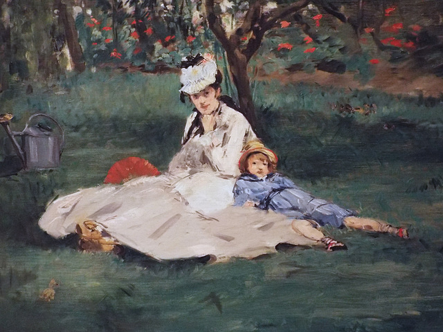 Detail of The Monet Family in the Garden at Argenteuil by Manet in the Metropolitan Museum of Art, July 2018