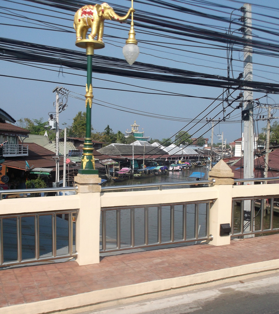 Éléphant doré électriquement / Golden elephant among wires