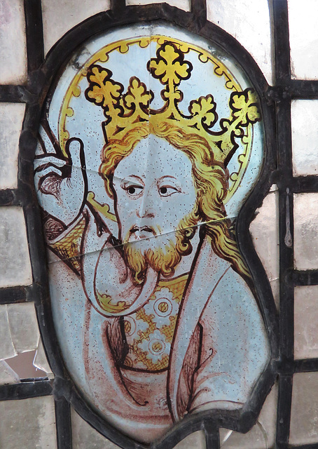 snargate church, kent  (1)C15 glass, part of a coronation of the virgin