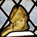lyminge church, kent,   (7) c16 glass , bishop's head