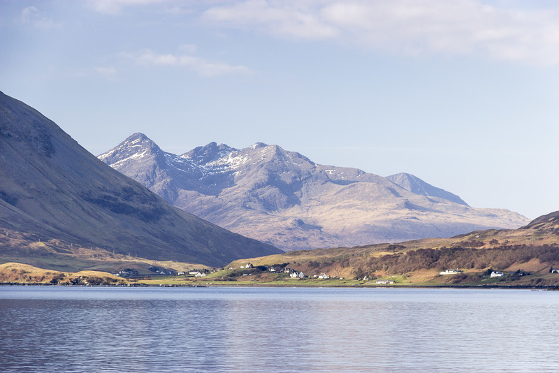 Raasay: Morning view over Churchton Bay to the Black Cuillins