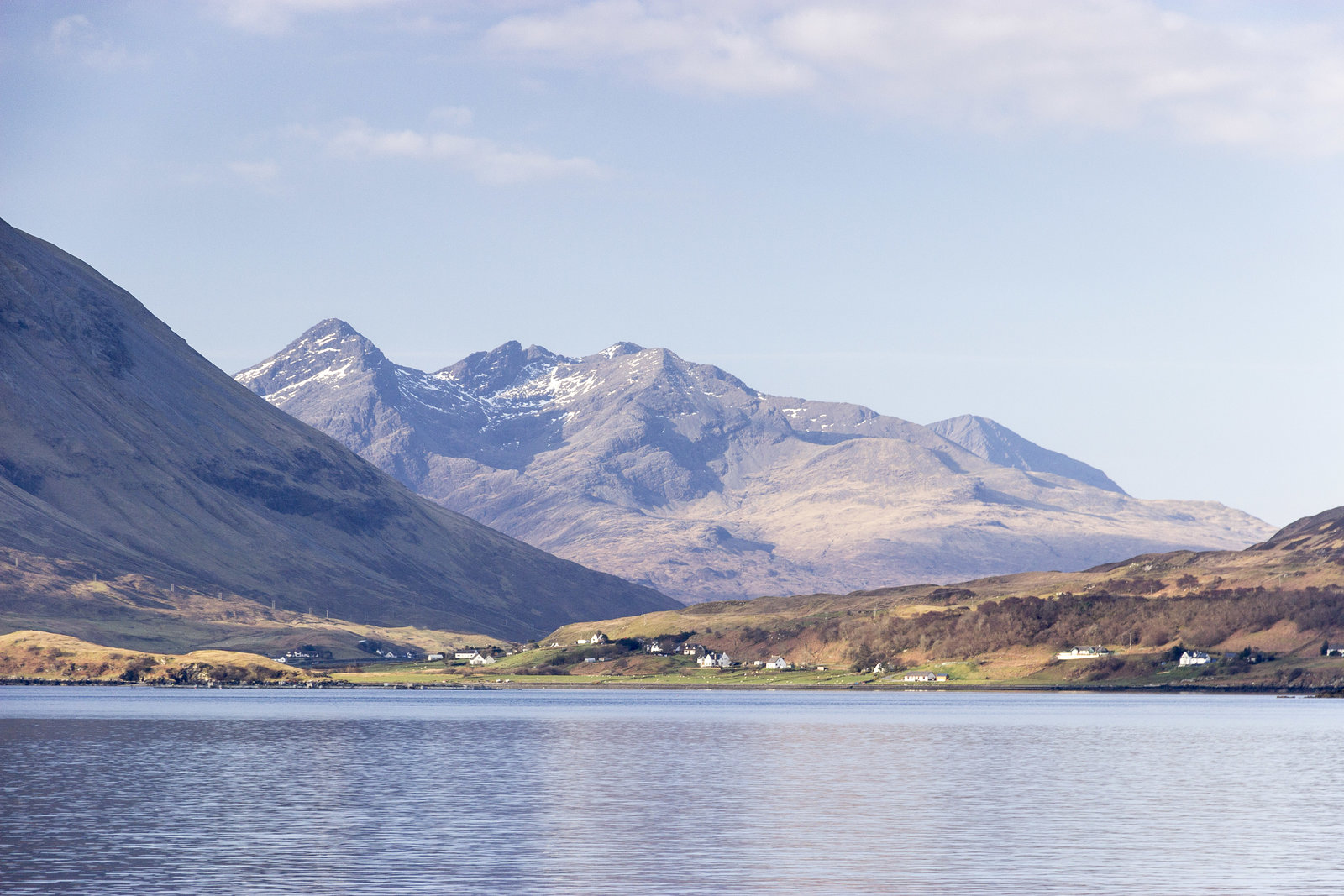 Raasay: Morning view over Churchton Bay to the Black Cuillins