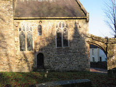lyminge church, kent, c11 chancel, c14 buttress