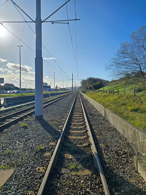 Belgien - Kusttram bei Harendijke im Oktober 2023