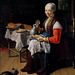 "Vieille femme mangeant avec son chat" (attribué à Matthÿs Naiveu)
