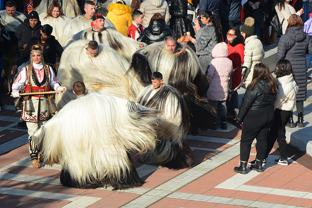 Bulgaria, Blagoevgrad, Participants of the Carnival "Procession of the Kukers"