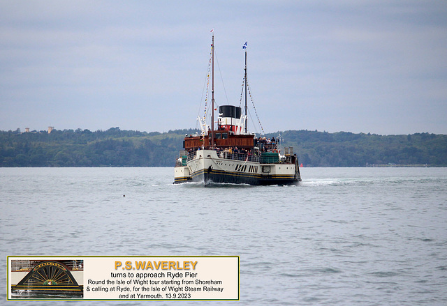 Waverley turns to approach Ryde Pier 13 9 2023