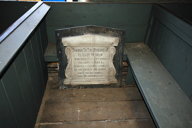 Memorial to Elizabeth Shaw (d1906), Redundant Methodist Chapel, George Street, Oldham, Greater Manchester