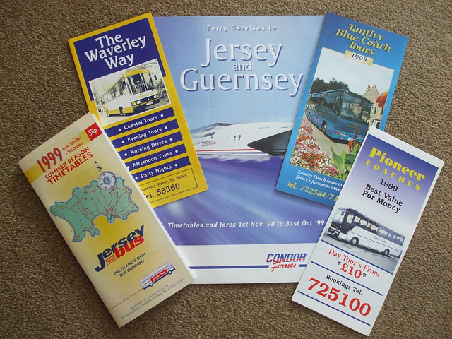 Jersey, Channel Islands bus, coach and ferry literature 1999