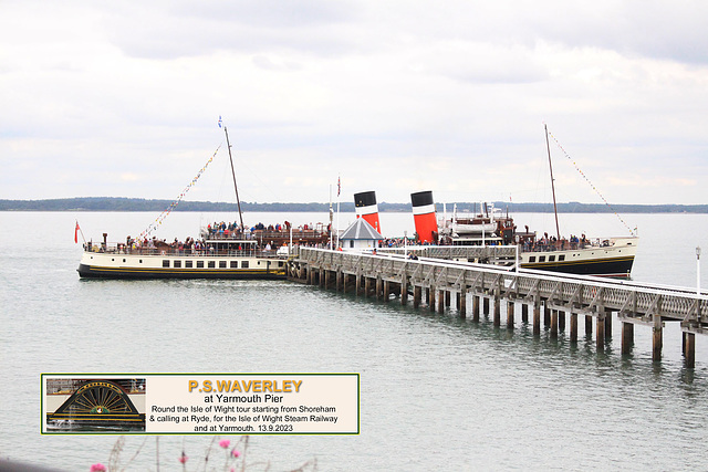 Waverley alongside Yarmouth Pier Head 13 9 2023